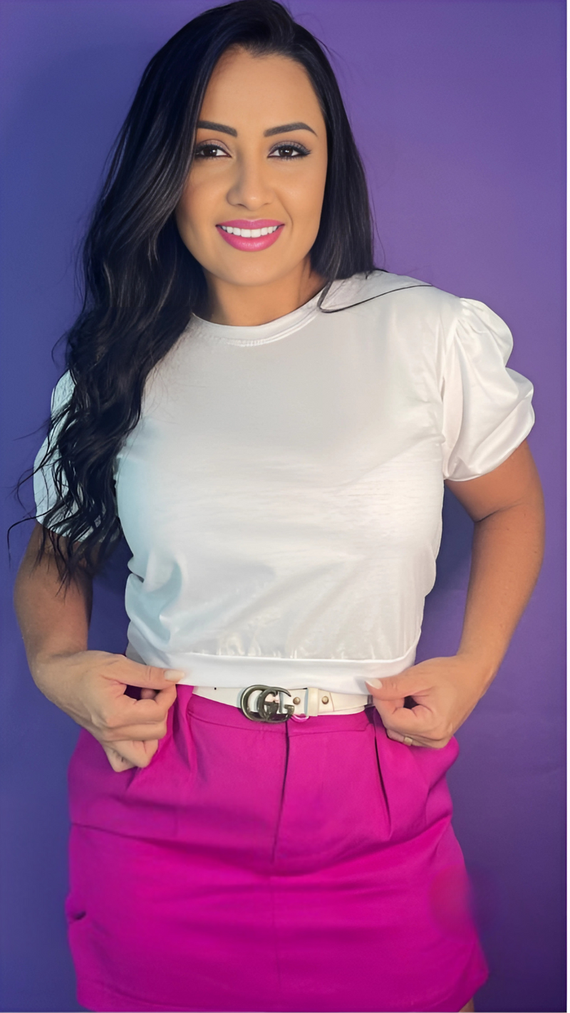 Cropped com elastico no punho