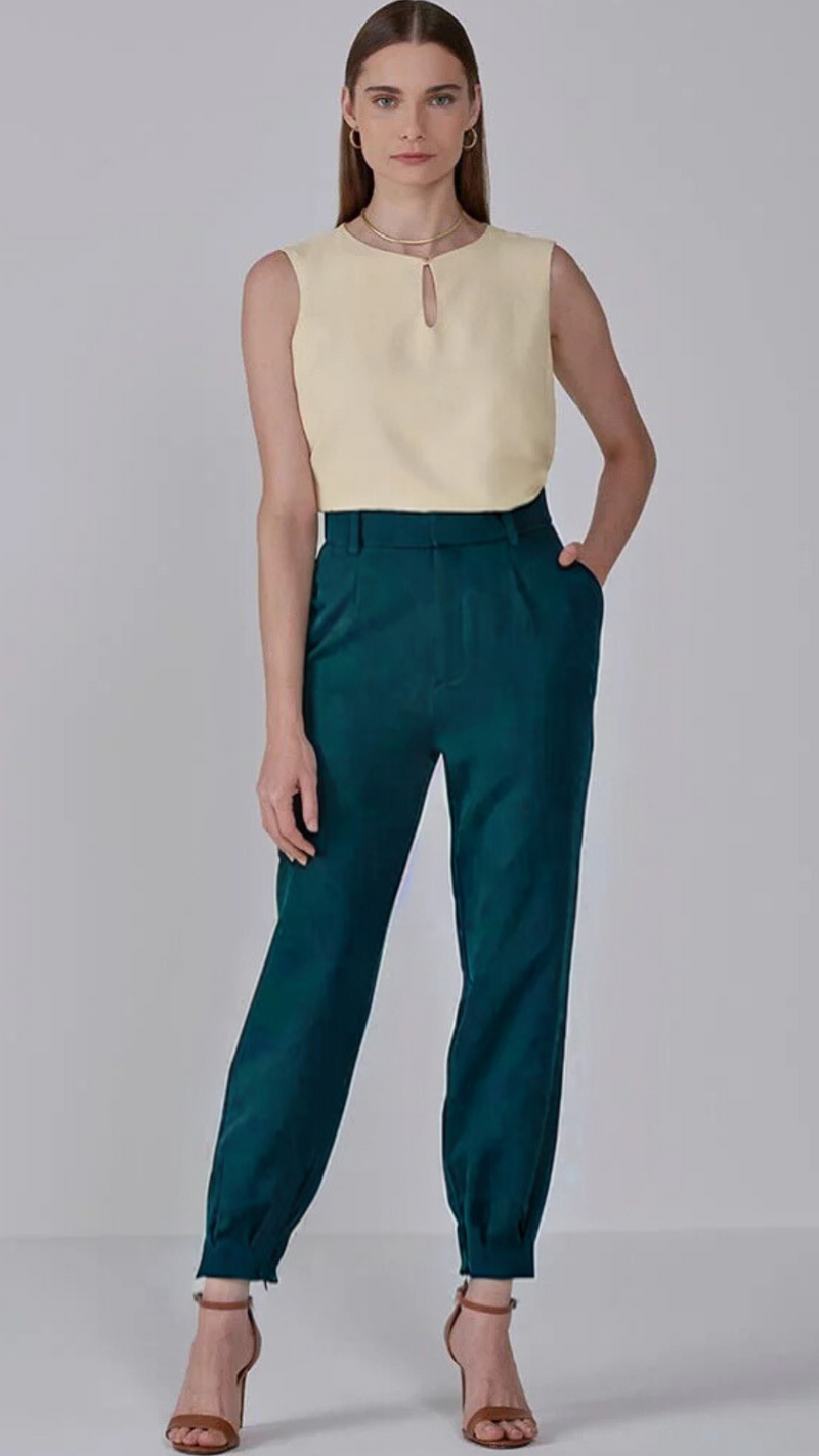 Calça alfaiataria estilo cenoura