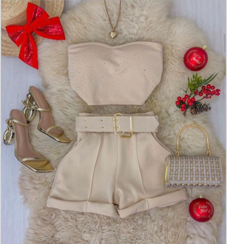 Conjunto Neo Preme tomara que caia, acompanha cinto
