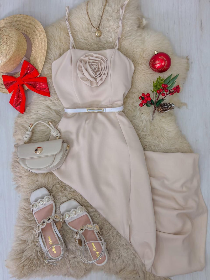 Vestido Alfaiataria Com Detalhe em Flor