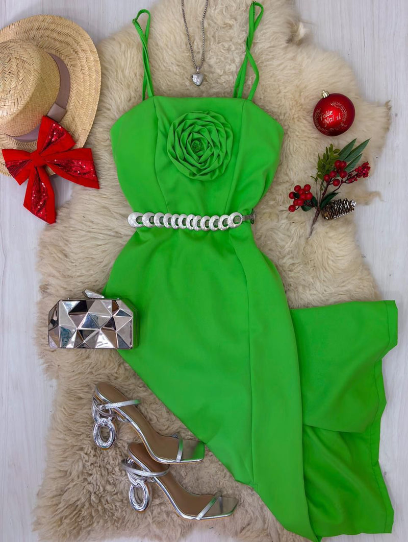 Vestido Alfaiataria Com Detalhe em Flor