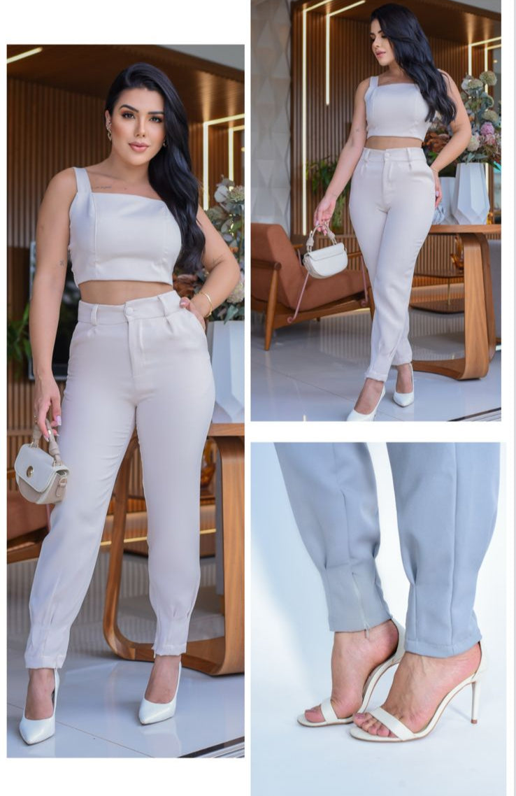 Calça alfaiataria estilo cenoura