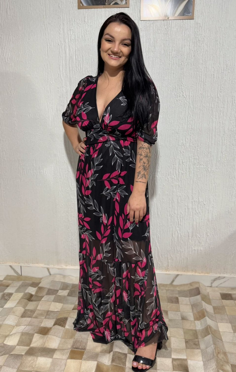Vestido longo estampado